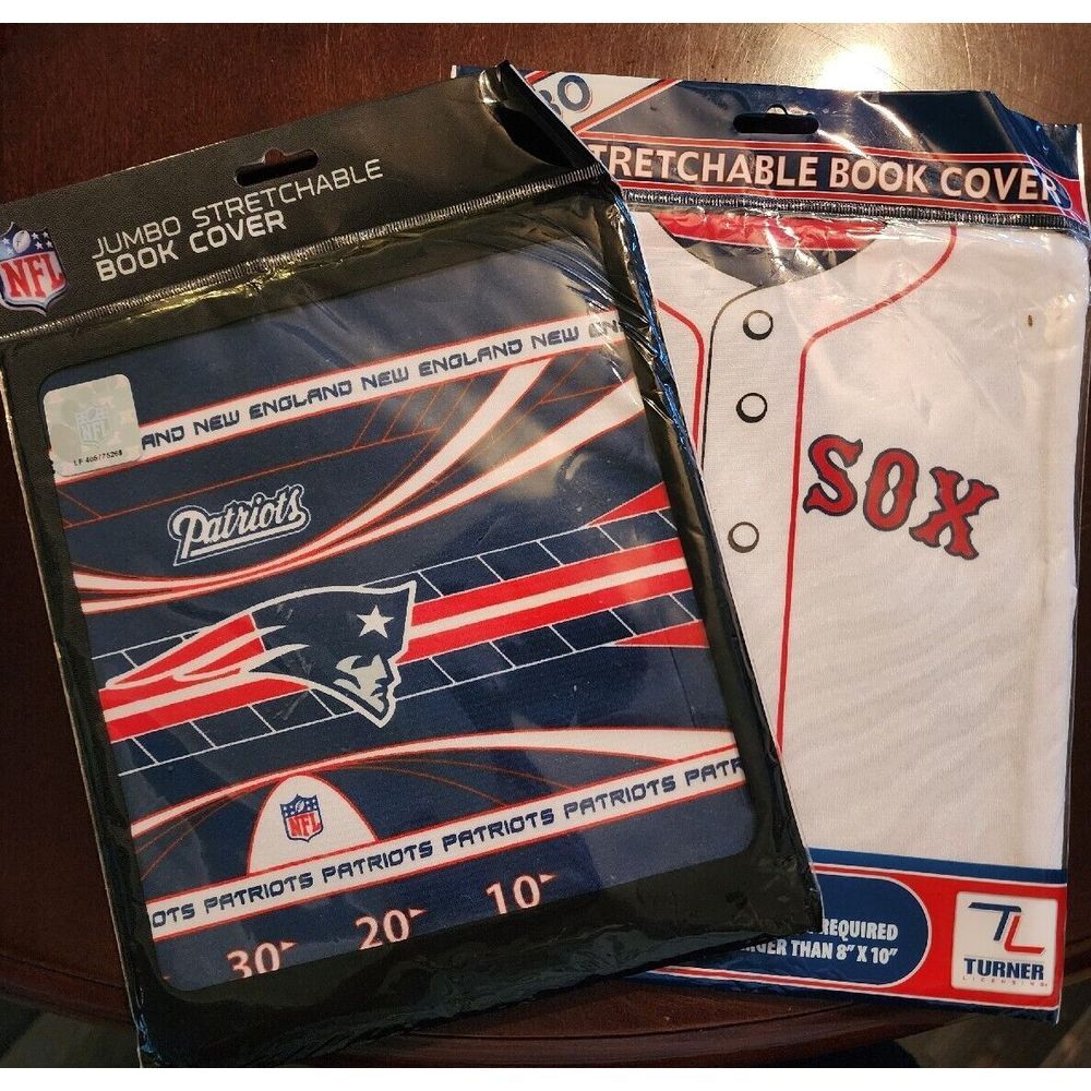 NEW ENGLAND‎ PATRIOTS BOSTON RED SOX BOOK COVERS [2] NEW IN PACKAGING